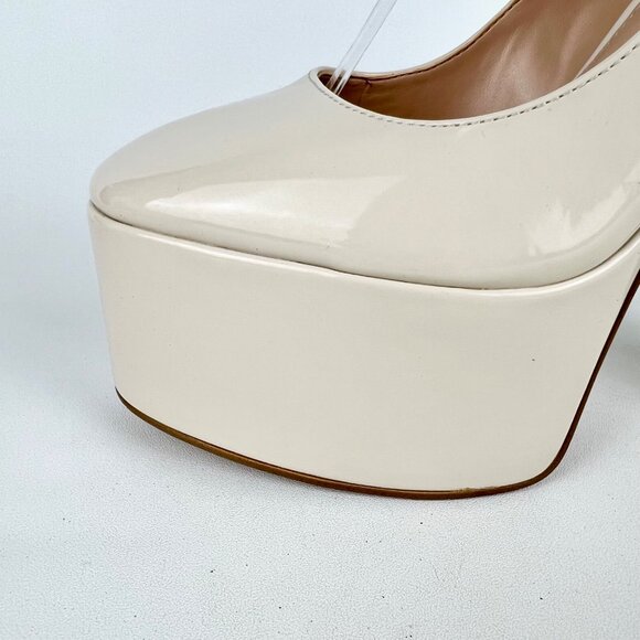 Steve Madden Womens Skyrise Platform Pumps Bone Patent Chunky Heel size 10M - Picture 11 of 16